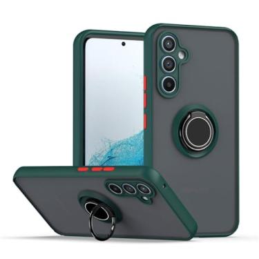 Imagem de Para Samsung Galaxy A54 A34 A14 5G Capa à prova de choque com suporte de anel de metal fosco Armadura Capa de telefone para Samsung A54 M14 M54 5g Capa traseira, verde escuro, para Samsung M54 5G