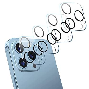 Imagem de [Pacote com 4] Protetor de lente de câmera ZXZone projetado para iPhone 14 Pro 6.1 e iPhone 14 Pro Max 6.7 acessórios capa de câmera vidro 9H proteção inquebrável capa amigável sem distorção ou