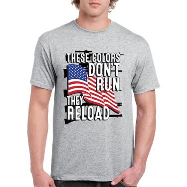 Imagem de Camiseta masculina These Colors Don't Run They Reload 2nd Amendment 2A Don't Tread on Me Second Right Bandeira Americana, Cinza, G