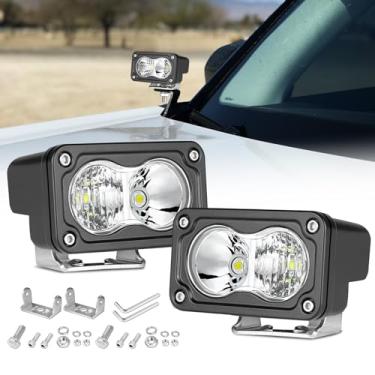 Imagem de Luzes de LED Rfroad Lighting de 7,6 cm e 40 W, conjunto de luz de vala para condução, cubos de LED, mini cápsulas, 2 pacotes para caminhão, motocicleta, UTV, ATV, trator, picape - branco