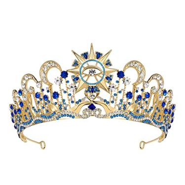 Imagem de SWEETV Tiara de tarô coroa rainha coroas para mulheres princesa tiara diadema para fantasia de Halloween cosplay festa, onesize, Metal Strass Cristal
