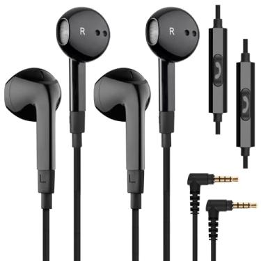 Imagem de LUDOS Pacote com 2 fones de ouvido intra-auriculares FEROX com fio, garantia de 5 anos, fones de ouvido com microfone, isolamento de ruído com fio para fones de ouvido de 3,5 mm para iPhone, Samsung,