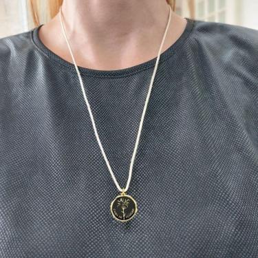 Imagem de Cordão De Algodão Com Medalha Cana De Açúcar Revestida Em Ouro Cor Preto