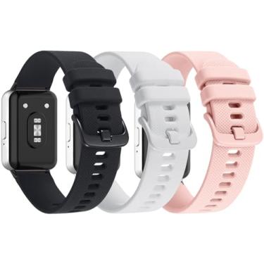 Imagem de Nigaee Pacote com 3 pulseiras de silicone de renda compatíveis com Samsung Galaxy Fit 3, pulseiras de substituição respiráveis ajustáveis para mulheres e homens