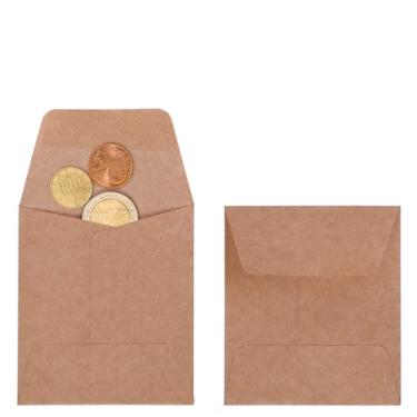 Imagem de Tuhangcc Pacote com 200 envelopes pequenos para moedas, envelopes autoadesivos de sementes Kraft, minipeças, itens pequenos, selos, pacotes de armazenamento, envelopes para jardim, escritório ou