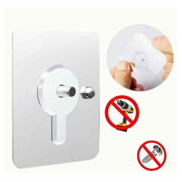 Imagem de Kit Com 10 Ganchos Parafuso Adesivo Gancho Parede Transparente Para Pendurar Quadros Suporte Sem Furo