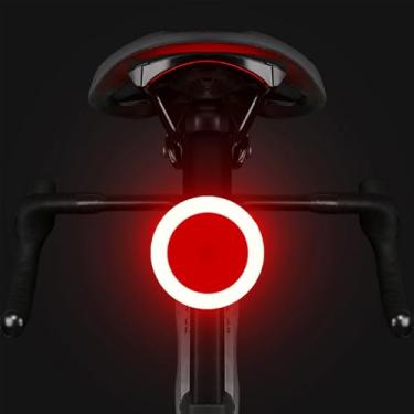 Imagem de YUERWOVER Luz traseira de bicicleta recarregável, luz traseira de LED, para ciclismo, noite, essencial para assento traseiro, lâmpada de segurança, formato de anel, 5 modos, aviso, à prova d'água,
