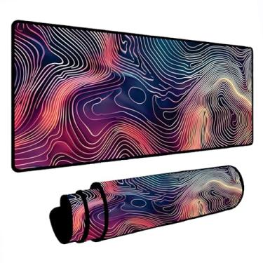 Imagem de Novo Mouse Pad Gamer Deskpad Speed Extra Grande Borda Costurada Profissional Varios Tamanhos - Geológico Rosa Roxo (80x40)