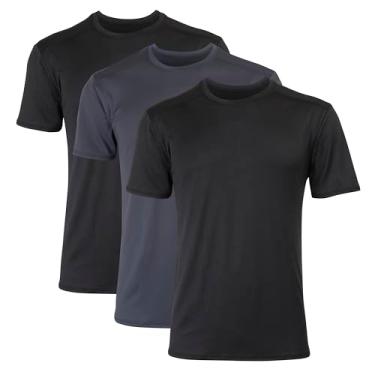 Imagem de Hanes Camiseta masculina Moves Mesh, X-temp com absorção de umidade, branca ou preta/cinza, pacote com 3, Preto/cinza, M