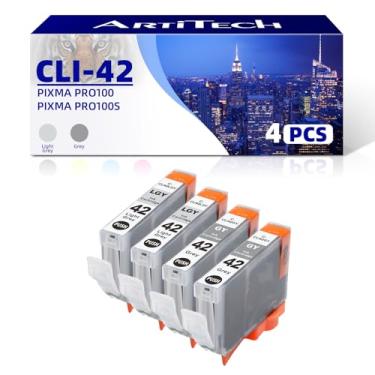 Imagem de ARTITECH Cartucho de tinta CLI-42 Pixma Pro-100 para Canon CLI42 GY CLI-42 LGY Compatível com uso para impressoras Pixma Pro-100 Pro-100s Pacote com 4 (2 cinza, 2 cinza claro)