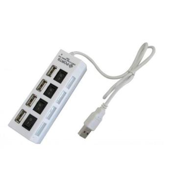 Imagem de Hub Usb 2.0 Com 4 Saidas Com Cabo Usb 100 Cm - Branco - Exbom