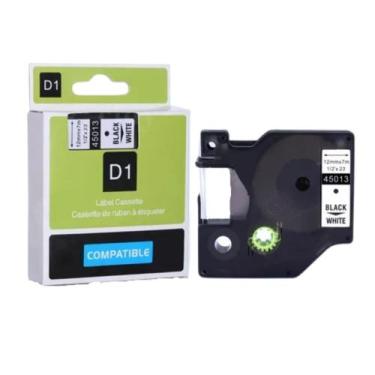 Imagem de Fita Rotulador Dymo Branca 12mm D1 45013 Preta Compativel - XFULL