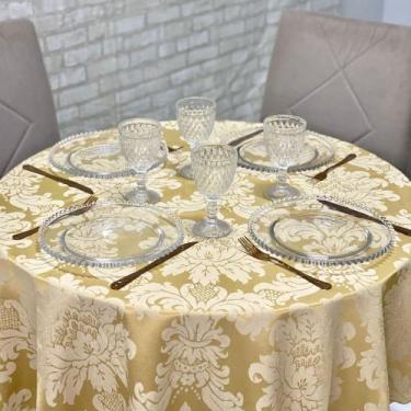 Imagem de Toalha de Mesa Jacquard Redonda para Festas Buffet Eventos - MUMUDECOR