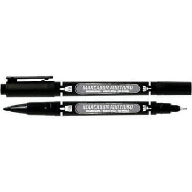 Imagem de Caneta Para Cd 1.0Mm Mm100 Ponta Dupla Preto Cx Com 12 - GNA