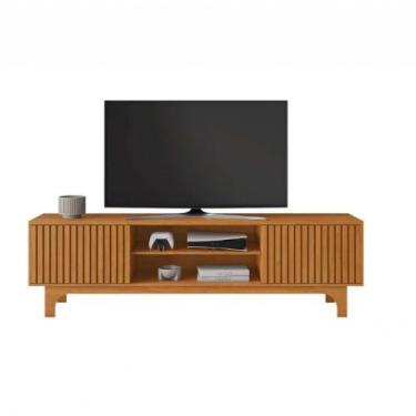 Imagem de Rack Para TV 70 Polegadas 2 Portas Ripadas Trunfo Pés MDF Usinados JCM