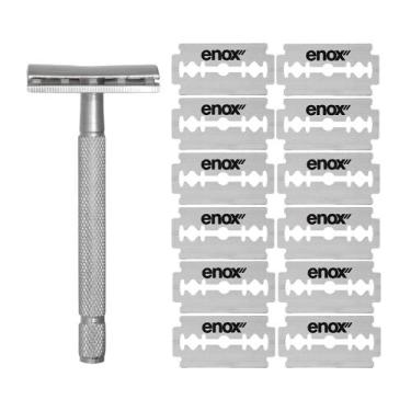 Imagem de Kit Aparelho de Barbear Barbeador Clássico Vintage + 12 Lâminas Aço In