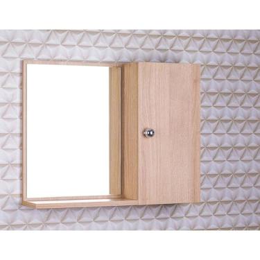 Imagem de Espelho Para Banheiro Com Armario Cor De Madeira Clara