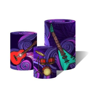 Imagem de Trio Capas Para Cilindro Rock Musica Instrumento Poster Banda C/ Elást
