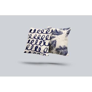 Imagem de Kit 2 Almofadas Com Enchimento Abstrato Azul Marinho - Core Decore