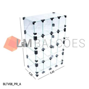 Imagem de Baleiro Expositor Preto de Vidro 0,40 x 0,60 x 0,20m - LM Balcoes