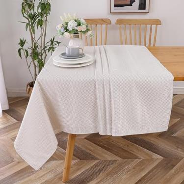 Imagem de Majestic Giftware Toalhas de mesa de poliéster para mesas retangulares | (70/220) - TC1380 Jacquard Chenille - Tampa de mesa de jantar com bainha dourada | Toalha de mesa lavável decorativa para