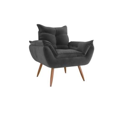 Imagem de Poltrona Cadeira Decorativa Pés Palito Tóquio Cinza Matrix, Chumbo