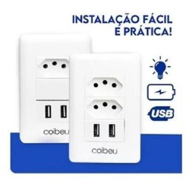 Imagem de Tomada De Parede Usb Duo Bivolt Carregador - Coibeu