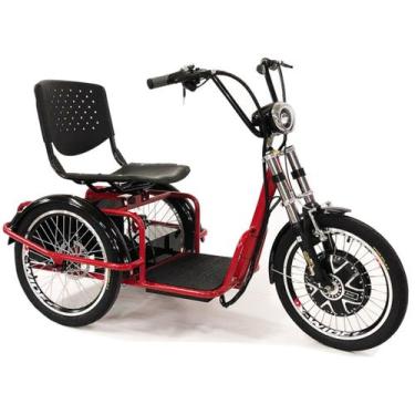 Imagem de Triciclo Elétrico 800W Freio a Disco com Ré Farol e Alarme Fox Vermelh