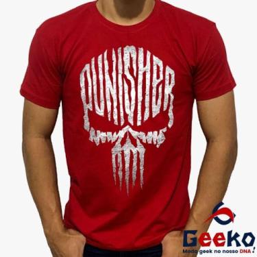 Imagem de Camiseta The Punisher 100% Algodão O Justiceiro Geeko, Vermelho gola c