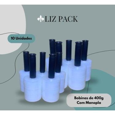 Imagem de Filme Stretch, Kit 10 Bobinas de 10 cm com manopla. Uso facil, com 400