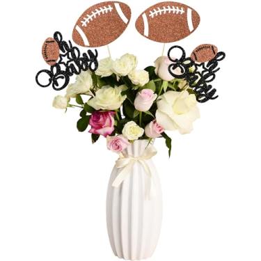 Imagem de Gyufise 12Pcs Football Baby Shower Party Centerpiece Sticks Double Sided Rugby Oh Baby Table Toppers Sports Theme Birthday Party Decoration for Football Touch Down Baby Shower Party Supplies