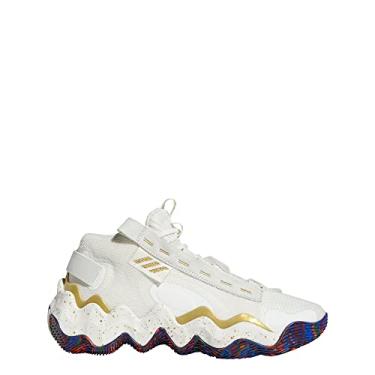 Imagem de adidas Tênis feminino de basquete Exhibit B Mid, Core White/Gold Metallic/Cloud White, 34