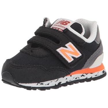Imagem de New Balance Tênis infantil unissex 515 V1 com gancho e laço, Preto/laranja vibrante, 6 Toddler