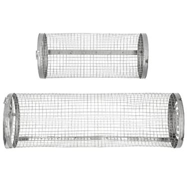 Imagem de Cesta de Aço Inoxidável para Churrasco, 2 Peças, Tubo de Rede para Churrasco, Gaiola de Rolamento para Frutos do Mar Vegetais, Ferramentas para Churrasco