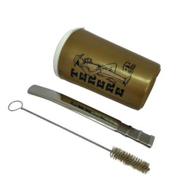 Imagem de Kit tereré cuia copo térmico plástico 300ml dourado com tampa + bomba 