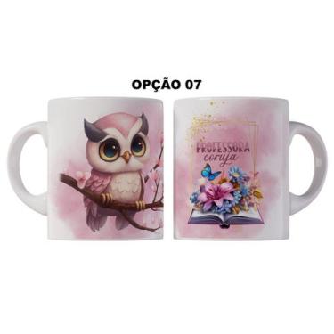 Imagem de Caneca 325ml Dia Dos Professores Professora Coruja Rosa - LARANJA E MI
