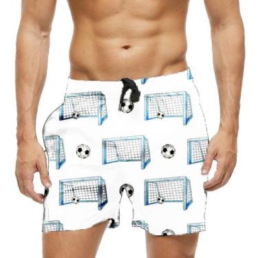 Imagem de Short Praia Shorts Banho Bermuda Verão Futebol Art Bola Goleira 1109 -