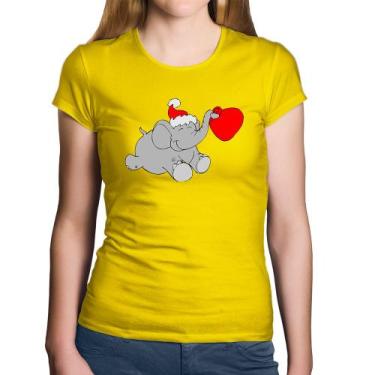 Imagem de Baby Look Algodão Elefante Noel - Foca na Moda, Amarelo, P