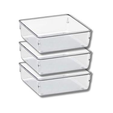 Imagem de Jogo 3 Organizador de Gaveta Modular 1 Porta Maquiagem Joias - PLASTUT