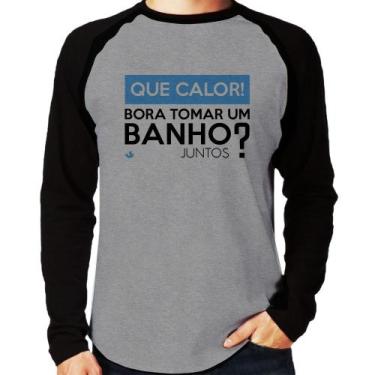 Imagem de Camiseta Raglan Que calor! Bora tomar um banho juntos Manga Longa - Fo