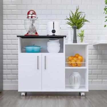 Imagem de Fruteira de Chão Com Rodinhas Porta Microondas Móveis Bonatto, Branco 