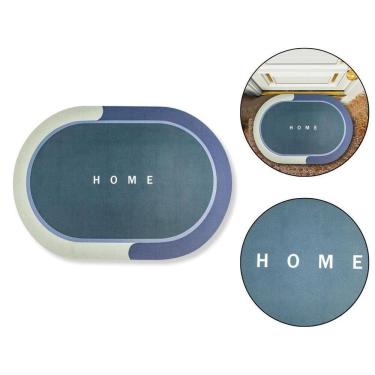 Imagem de Tapete Home Azul Camurça Emborrachado Porta Casa Apartamento