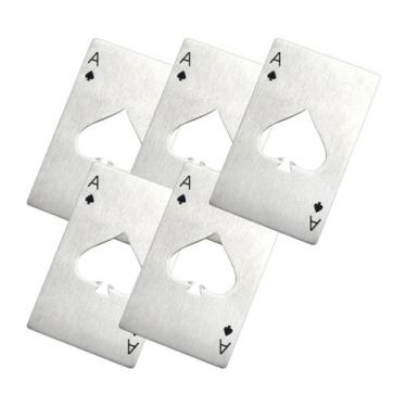 Imagem de Kit 5 Abridor De Garrafa Cerveja Carta Baralho As Espadas Aço Inox Met