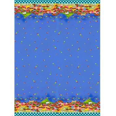 Imagem de Tecido Estampado para Patchwork - Festa Junina : Barrado Fundo Azul Es