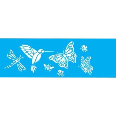 Imagem de Stencil Opa 10 x 30 cm - Borboleta, Passáro e Abelhas - 1463 - Opa Cri