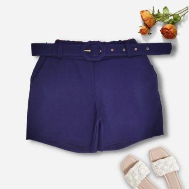 Imagem de Shorts Plus Size com Cinto Cintura alta GG 2189 - Bellucy Modas, Índig