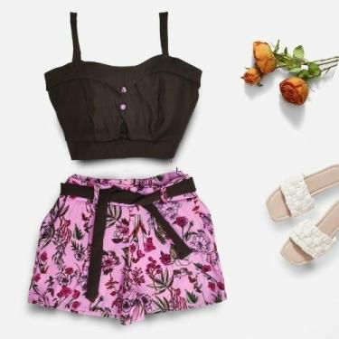 Imagem de Conjunto Plus Size Feminino Cropped Short Estampado 1831 - Bellucy Mod