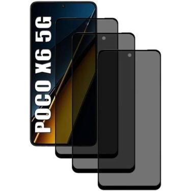 Imagem de Kit 3UN Película 3D Privacidade de Vidro para Xiaomi Poco X6 5G - HUAN