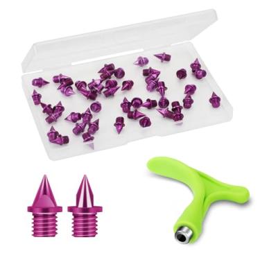 Imagem de Lejof Espigões de pista de aço carbono, 48 peças de pontas mais leves de 1/4 polegada para pista, pontas de substituição de 0,45 gramas para corrida de atletismo ou cross country (48 roxo)