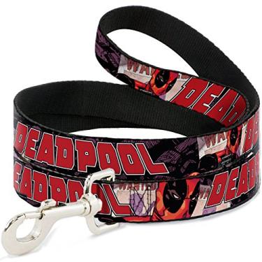 Imagem de Buckle-Down Coleira larga de 3,81 cm para cães com rosto de piscina morto/Wanted Universe Marvel, 1,22 m